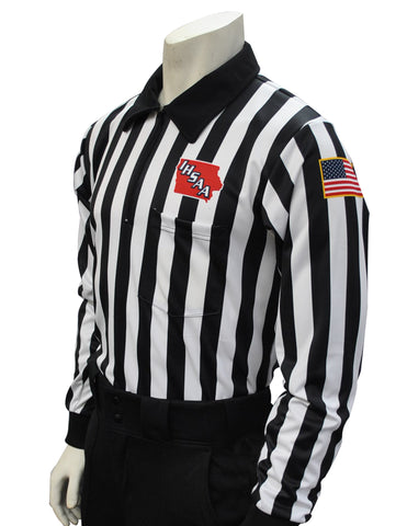 USA730100IA-Dye Sub Iowa Football Foul Weather Water Resistant Long Sleeve Shirt 1inch Stripe