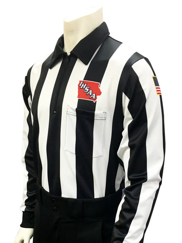USA730225IA-Dye Sub Iowa Football Foul Weather Water Resistant Long Sleeve Shirt 2.25inch Stripe