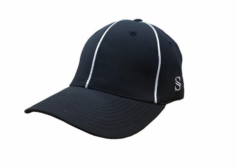 HT110-High performance Lightweight Black Hat w/ White Piping